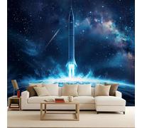 Générique papier peint 3d 250x180cm Fusée Du Ciel Nocturne Bleu papier peint mural chambre Décoration murale 3D sur toile de peinture à l’huile sans joint pour salon moderne ou mur TV EB24-10156