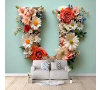 Générique papier peint 3d 250x180cm Puzzle De Fleurs Colorées U papier peint mural chambre Décoration murale 3D sur toile de peinture à l’huile sans joint pour salon moderne ou mur TV EB24-474