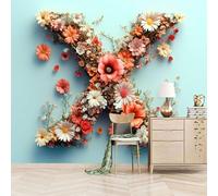 Générique papier peint 3d 250x180cm Puzzle De Fleurs Colorées X papier peint mural chambre Décoration murale 3D sur toile de peinture à l’huile sans joint pour salon moderne ou mur TV EB24-432