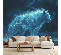 Générique papier peint 3d 300x210cm Loup-Tonnerre papier peint meuble Toile imprimée effet peinture à l’huile, installation sans couture, idéale pour chambre adulte EB24-9371
