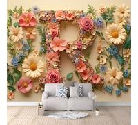 Générique papier peint 3d 300x210cm Puzzle De Fleurs Colorées R papier peint meuble Toile imprimée effet peinture à l’huile, installation sans couture, idéale pour chambre adulte EB24-414