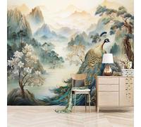 Générique papier peint 3d 500x280cm Belle Peinture De Paon papier peint adhesif mural cuisine Impression 3D sur toile artistique sans couture, pour un mur d’accent dans un bureau ou salon EB24-2927