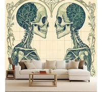 Générique papier peint 3d 500x280cm Couple De Squelettes papier peint adhesif mural cuisine Impression 3D sur toile artistique sans couture, pour un mur d’accent dans un bureau ou salon EB24-3901