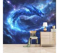Générique papier peint 3d 500x280cm Dragon Bleu papier peint adhesif mural cuisine Impression 3D sur toile artistique sans couture, pour un mur d’accent dans un bureau ou salon EB24-4368