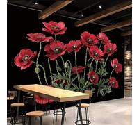 Générique papier peint 3d 500x280cm Fleurs Rouges papier peint adhesif mural cuisine Impression 3D sur toile artistique sans couture, pour un mur d’accent dans un bureau ou salon EB24-7679