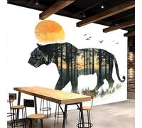 Générique papier peint 3d 500x280cm Silhouette De Tigre papier peint adhesif mural cuisine Impression 3D sur toile artistique sans couture, pour un mur d’accent dans un bureau ou salon EB24-6886
