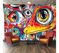 Générique Papier peint 3d, Collage de Dessins de Geckos Cartoon Superposés avec Fausses Marques Usées, pour Salon Chambre Salle de Séjour Hall