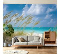 Générique Papier Peint 3D Côte des Bahamas Bleu Fresque Murale, Papier Peint Intissé pour Chambre Salon, Décoration Murale Relaxante Zen 300 x 210(WxH)