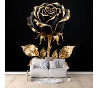 Générique Papier Peint 3D Fleur Sur Le Noir, Murale Intissé Rose D'Ordécoration Murale Chambre Enfant Transforme Votre Pièce Solution Rénovation Rapide Collez Directement Sur Le Mur 250X175cm