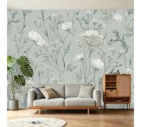 Générique Papier Peint 3D Fleurs de Prairie Champêtres Violet Fresque Murale, Papier Peint Intissé pour Chambre Salon, Décoration Murale Relaxante Zen 300 x 210(WxH)