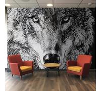 Générique Papier peint 3d, Imitation Loup aux Détails Sculptés et Motifs de Fourrure Contrastés, Polyester pour Mur de Chalet Salon Chambre