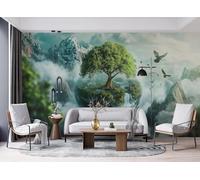 Générique Papier Peint 3D Intissé Arbre De La Vie 250x175 cm Fresque Murale Impression HD Effet Relief Fantastique Surréaliste Décoration Murale Moderne pour Salon Chambre Bureau Sans Cadre 28A-51