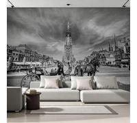 Générique Papier Peint 3D Intissé Delft Pays-Bas 200x140 cm Fresque Murale Impression HD Effet Relief Bâtiments Historiques Décoration Murale Moderne pour Salon Chambre Bureau Sans Cadre 16A-20