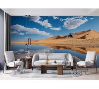 Générique Papier Peint 3D Intissé Dunes Du Sahara 400x280 cm Fresque Murale Impression HD Effet Relief Lacs, Paysages Décoration Murale Moderne pour Salon Chambre Bureau Sans Cadre 14A-39