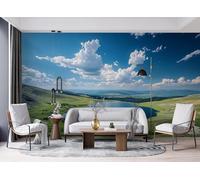 Générique Papier Peint 3D Intissé Lac 400x280 cm Fresque Murale Impression HD Effet Relief Prairies, Paysages Décoration Murale Moderne pour Salon Chambre Bureau Sans Cadre 14A-29