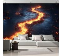 Générique Papier Peint 3D Intissé Lave 400x280 cm Fresque Murale Impression HD Effet Relief Magma Décoration Murale Moderne pour Salon Chambre Bureau Sans Cadre 26A-9
