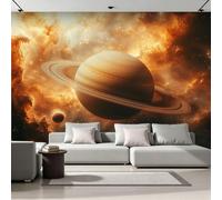 Générique Papier Peint 3D Intissé Saturne 250x175 cm Fresque Murale Impression HD Effet Relief Planètes Univers Décoration Murale Moderne pour Salon Chambre Bureau Sans Cadre 26A-21