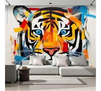 Générique Papier Peint 3D Intissé Tigre 300x210 cm Fresque Murale Impression HD Effet Relief Abstrait Graffiti Animaux Décoration Murale Moderne pour Salon Chambre Bureau Sans Cadre 26A-22