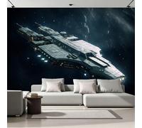 Générique Papier Peint 3D Intissé Vaisseau Spatial 350x256 cm Fresque Murale Impression HD Effet Relief Espace Univers Décoration Murale Moderne pour Salon Chambre Bureau Sans Cadre 26A-8