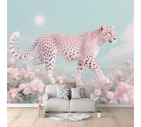 Générique Papier Peint 3D Léopard, Papier Peint 3D Animal Roserafraîchit Instantanément Votre Intérieur Ambiance Immersive Solution Rénovation Rapide Murale Intissé Durable Écologique 300X256cm