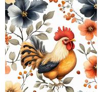 Générique Papier Peint 3D Motifs Texture Coq Fleurs Feuilles Animaux Durable Résistant à l'Eau et Nettoyage Facile Idéal pour Salon Chambre Bureau ou Salle de Jeux Tapisserie Adhésive 44 cm x 1000 cm