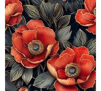 Générique Papier Peint 3D Motifs Texture Fleurs Rouge Feuilles Vert Durable Résistant à l'Eau et Nettoyage Facile Idéal pour Salon Chambre Bureau ou Salle de Jeux Tapisserie Adhésive 60 cm x 500 cm