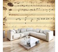 Générique Papier Peint 3D Notes de musique touches de piano style rétro Panoramique Peinture Murale Interieur 400x280 cm pour Salon Chambre à Coucher D'Enfant Maison Décoration Murale