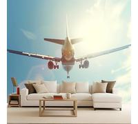 Générique Papier Peint 3D Panoramique Avion 366x256 cm XXL Muraux Style punk Papier Peint intissé Avion Ciel bleu Pour Chambre Salon Personnalisé Décoration Murale