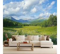 Générique Papier Peint 3D Panoramique Ciel Nuages Prairie 366x256 cm XXL Muraux Montagne Papier Peint intissé Paysage Naturel Pour Chambre Salon Personnalisé Décoration Murale