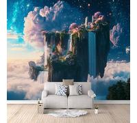 Générique Papier Peint 3D Panoramique Jardin Fantastique Intissé Papier Peint 450 x 315 cm Îles Flottantes Et Cascades Photo Mural Moderne Poster XXL, Pour Salon Chambre Tv Fond Murale Décoration