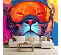 Générique Papier Peint 3D Panoramique lion 366x256 cm XXL Muraux Cool Punk Lion Papier Peint intissé Animaux Pour Chambre Salon Personnalisé Décoration Murale