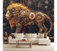 Générique Papier Peint 3D Panoramique lion 366x256 cm XXL Muraux Cool Punk Mécanique Lion Papier Peint intissé Animaux Pour Chambre Salon Personnalisé Décoration Murale