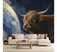 Générique Papier Peint 3D Panoramique Vache des Highlands 366x256 cm XXL Muraux Galaxie Terre Papier Peint intissé Animal Pour Chambre Salon Personnalisé Décoration Murale