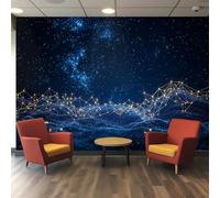 Générique Papier peint 3D Pwallpaper - Constellation avec symboles luminescents Design ciel à l'horizon bas, Texture lignes Papier peint polyester pour décoration salon cham