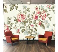 Générique Papier peint 3D Pwallpaper - Jardin de pivoines Chinoiserie avec feuilles curling fantaisistes & paysage stylisé, Revêtement mural texture polyester pour Salon, Ch