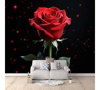 Générique Papier Peint 3D Rose Rouge Florale, Mural Wallpaper Non-Woven Fleurs D'Amour Rougesélève Le Style De Votre Maison Créer Un Mur D’Accent Idéal Pour Locations Alignement Parfait 300X256cm