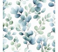 Générique Papier Peint à Décoller et à Coller Feuilles 40×300cm Feuilles Vert Bleu Clair Amovible et Imperméable Décoratif Papier Peint Autocollant en Vinyle pour Salon Chambre à coucher