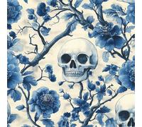 Générique Papier Peint à Décoller et à Coller Fleurs 40×300cm Crâne Floral Fantaisie Bleu Amovible et Imperméable Décoratif Papier Peint Autocollant en Vinyle pour Salon Chambre coucher