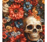 Générique Papier Peint à Décoller et à Coller Fleurs 50×300cm Motif De Crâne De Fleurs Colorées Amovible et Imperméable Décoratif Papier Peint Autocollant en Vinyle pour Salon Chambre coucher