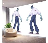 Générique Papier Peint Abstrait Dessin Animé Personnages Zombies - 300 x 210 cm Panoramique 3D Papier Peint, Blanc Murale Salon Chambre à Coucher Cuisine Maison Décoration Intérieure Toile Fond TV