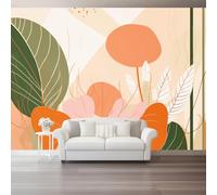 Générique Papier Peint Abstrait Géométrie Feuilles 3D Murale Pour Tv Fond Mur Décor Vert Murales Photo Imprimé Papier Peint Pour Chambre 350 x 256(WxH)