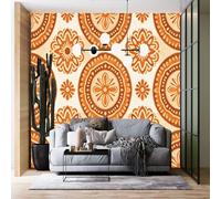 Générique Papier Peint Abstrait Orange Damassé, Style Vintage Rustique, Amovible, Autocollant, Épais, Bohème, Pour Chambre, Salon, Décoration Intérieure, 100 Cm (H) X 140 Cm (L)