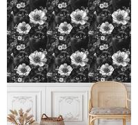 Générique papier peint adhesif 44 X100Lcm Chat Noir Fleurs Blanches papier peint cuisine Idéal pour transformer une vieille cuisine ou salle à manger sans grands travaux Z260385
