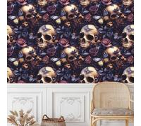 Générique papier peint adhesif 44 X100Lcm Crâne De Papillon à Fleurs Violettes papier peint enfant Effet 3D réaliste, ajoute du caractère à n’importe quelle pièce - sans colle ni poussière Z263098