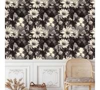 Générique papier peint adhesif 44 X100Lcm Fleurs De Chat Noires Et Blanches papier peint enfant Effet 3D réaliste, ajoute du caractère à n’importe quelle pièce - sans colle ni poussière Z260401
