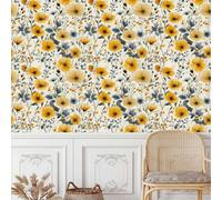 Générique papier peint adhesif 44 X100Lcm Fleurs Jaunes papier peint enfant Effet 3D réaliste, ajoute du caractère à n’importe quelle pièce - sans colle ni poussière Z260557