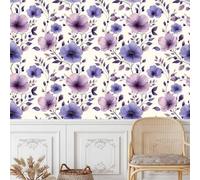 Générique papier peint adhesif 44 X100Lcm Fleurs Violettes papier peint enfant Effet 3D réaliste, ajoute du caractère à n’importe quelle pièce - sans colle ni poussière Z261225