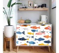 Générique papier peint adhesif 44 X100Lcm Poisson De Dessin Animé Coloré papier peint enfant Effet 3D réaliste, ajoute du caractère à n’importe quelle pièce - sans colle ni poussière Z262837