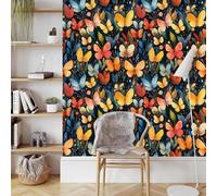 Générique papier peint adhesif 44 X300Lcm Papillons Colorés colle papier peint intissé Revêtement mural sans raccord apparent, facile à aligner pour un rendu professionnel Z262510
