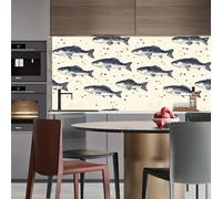 Générique papier peint adhesif 44 X300Lcm Poisson D'art De Dessin Animé colle papier peint intissé Revêtement mural sans raccord apparent, facile à aligner pour un rendu professionnel Z263637